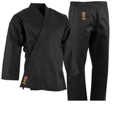 ProForce 7.5 oz. Medium Weight Uniform BLACK with White Belt Karate TKD Training
