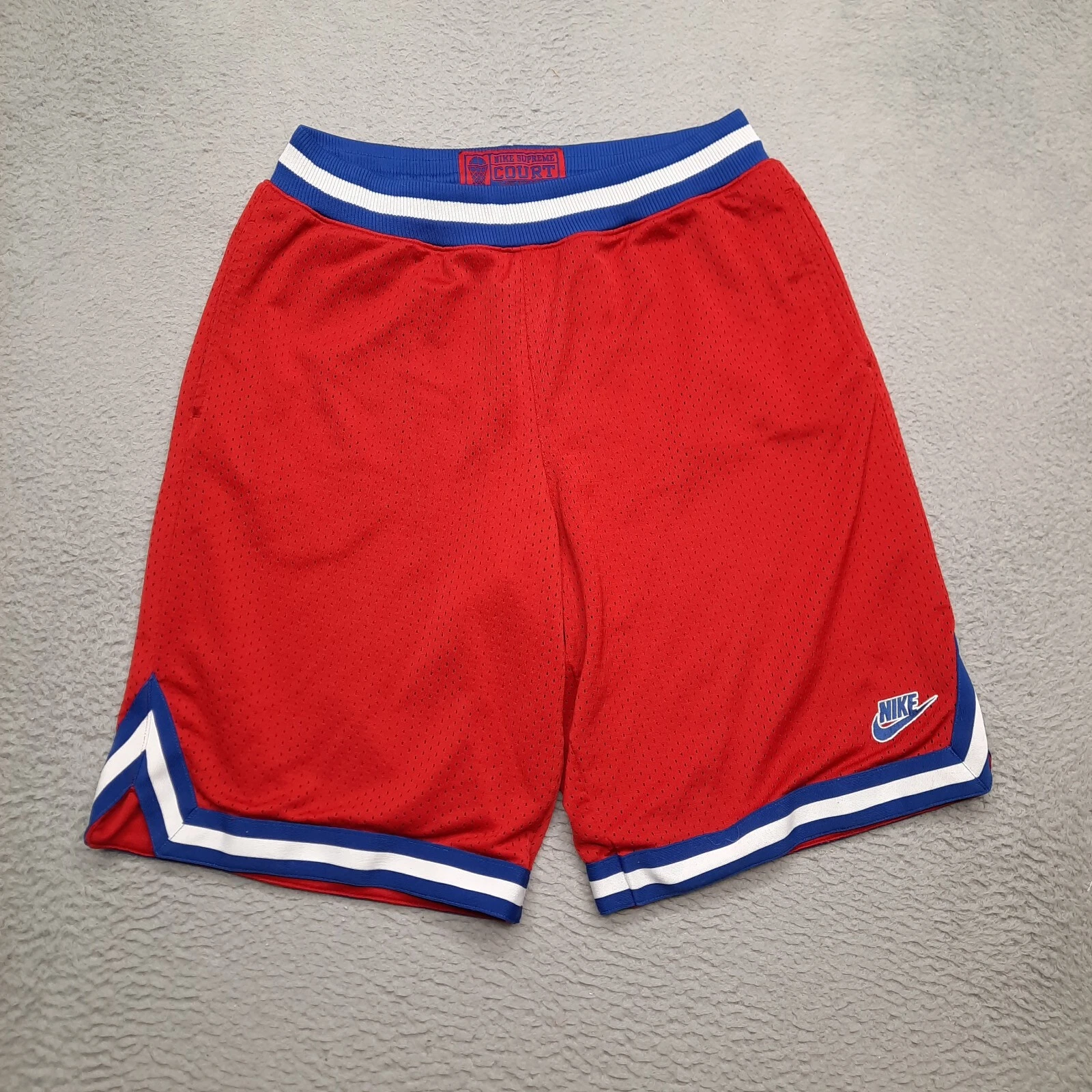 VINTAGE Nike Supreme Court Basket Short Homme Grand Bleu Rouge USA Baggy Y2K