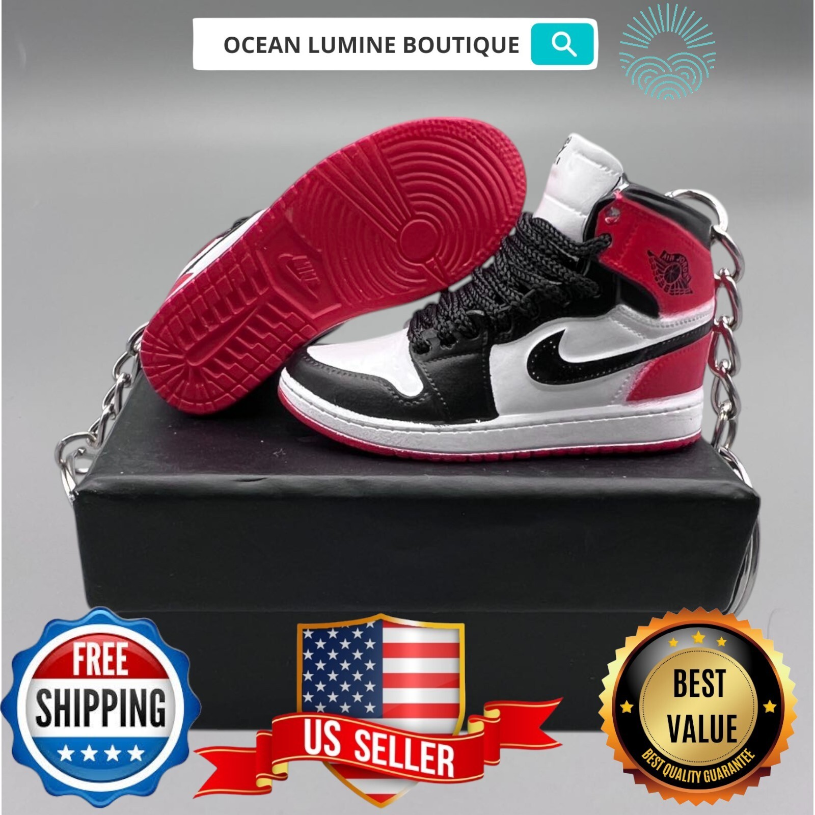 Air Jordan 3D Mini Sneaker Keychain, Basketball Sneaker Collectible, Box Options