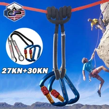 Screw Locking Carabiner + Rescue Eye to Eye Loop Prusik Rock Climbing Rope Cord