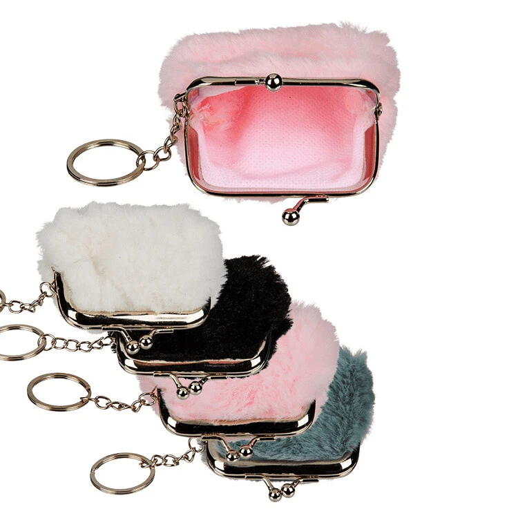 OOTB Geldbörse am Schlüsselanhänger aus weichem Plüsch Fashion Style Furry Geldbeutel