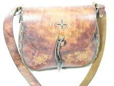 Vintage Spanish Spain Style Leather Satchel with Antler / Horn Clasp - Ornate