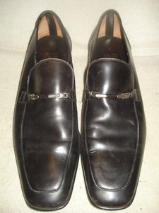 100% AUTHENTIC USED MEN SALVATORE FERRAGAMO BLACK BIT OXFORDS/LOAFERS US 9.5 D