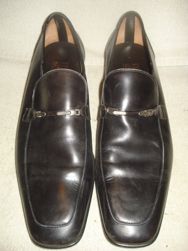 100% AUTHENTIC USED MEN SALVATORE FERRAGAMO BLACK BIT OXFORDS/LOAFERS US 9.5 D