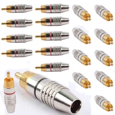 20pcs (10 pair ) RCA Male Plug Solder Free Gold Audio Video Adapter Connector