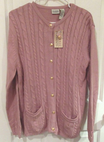 Womens~Mauve PINK CARDIGAN SWEATER~size 