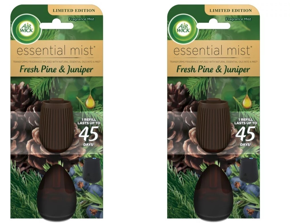 Air Wick Essential Mist Oil Refills Air Freshener FRESH PINE & JUNIPER-PACK OF 2
