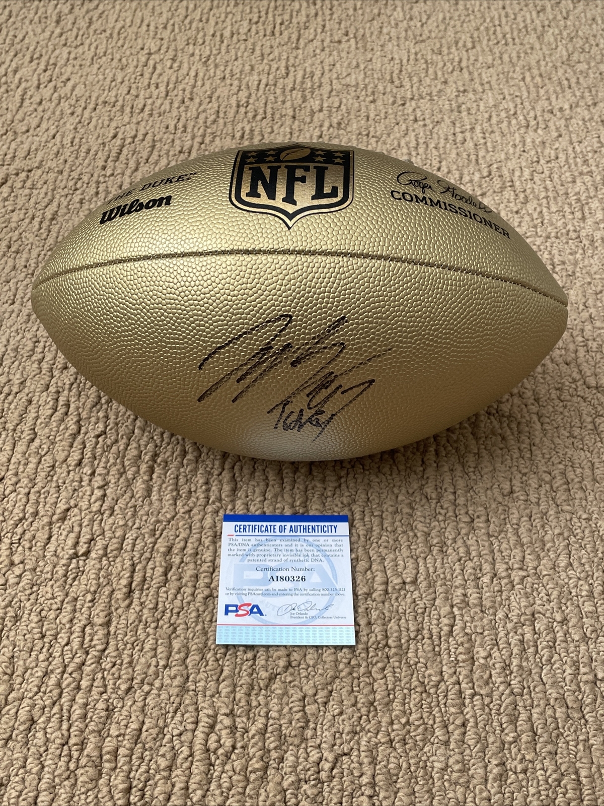 Joey Bosa Autographed Signed Los Angeles Chargers The Duke Gold Football Inscribed 16 Droy Psa/Dna Coa 