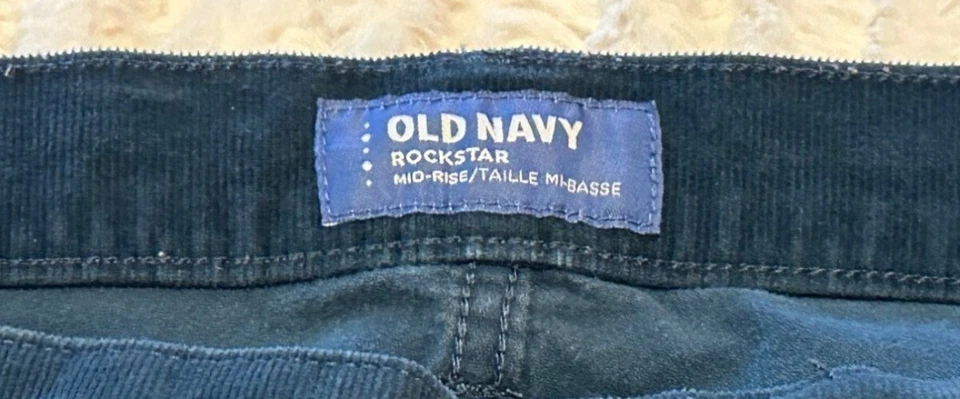 Pantalones de pana para mujer Old Navy Rockstar tiro medio azul verdoso mezcla de algodón talla 14 Foto 3 de 4