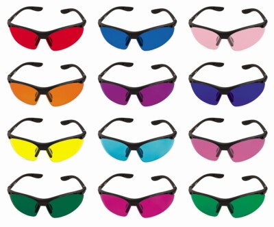 Farbtherapiebrille Farbbrille ''Sport''schwarzer Rahmen in 12 Farben erhältllich