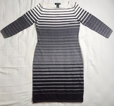 Ralph Lauren Sweater Bodycon Dress Women's Striped Gray White Black Size Small