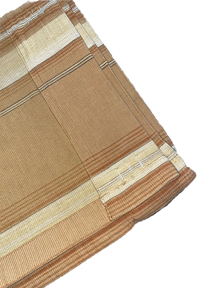 2 Paneles Cortinas Vintage Pesados ExtraAnchos Acanalados Lona Marrón Tostado Rayas 84 Largos Foto 3 de 4