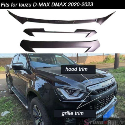 3Pcs Grille Trim Shield Hood Deflector Guard Fits for Isuzu D-MAX DMAX 2020-2023