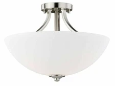 Cascadia Mea 15.75-in Satin Nickel Transitional  Semi-Flush Mount Light-NEW