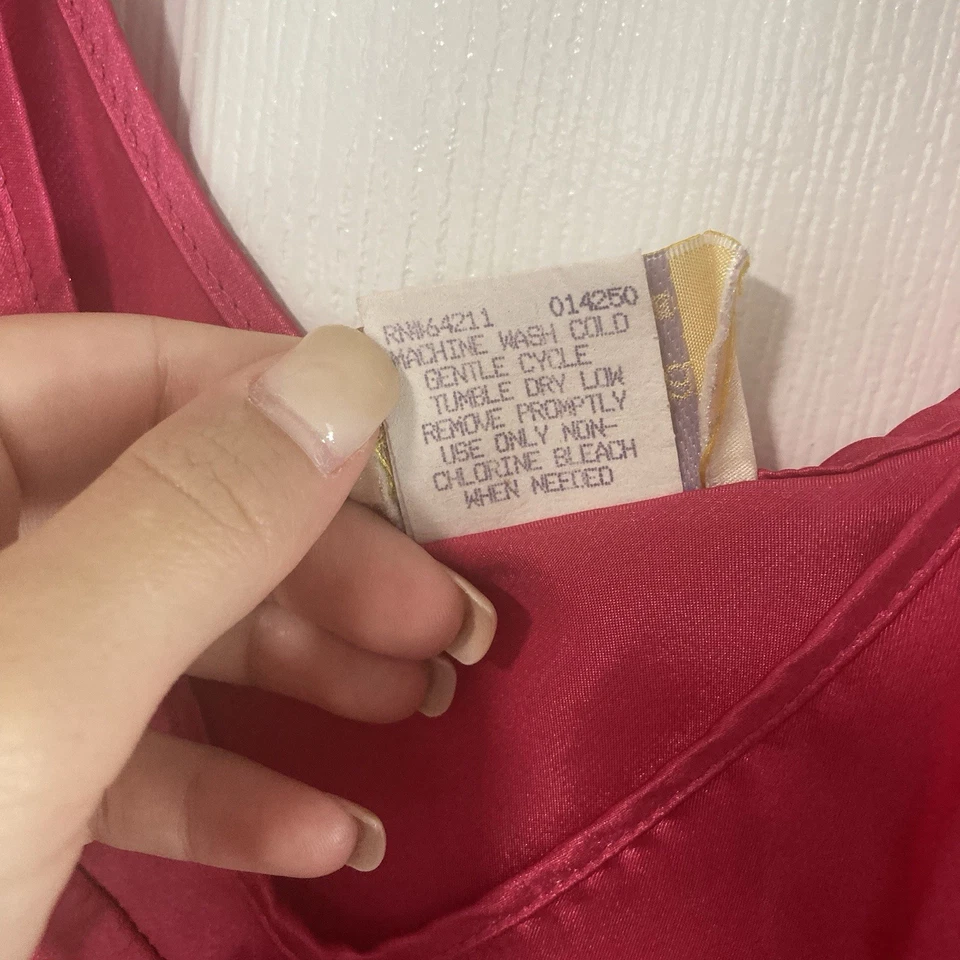 Vestido sin mangas rosa pequeño vintage para mujer camisón de peluche lazo femenino sedoso Foto 3 de 4