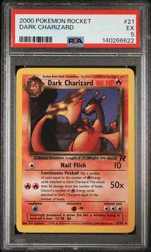 2000 POKEMON ROCKET #21 DARK CHARIZARD PSA 5