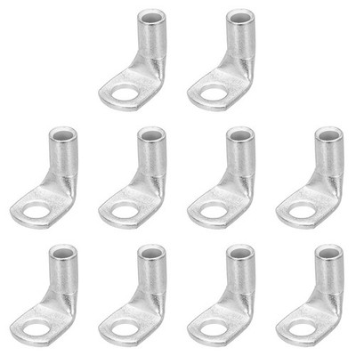 5AWG - 1/4'' Copper Wire Lugs, Battery Cable Ends Battery Lugs(Silver, 10Pcs)