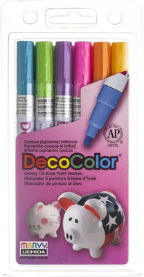 Uchida 200-6C 6-Piece Decocolor Fine Point Paint Marker Set