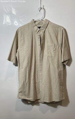Piazza Italia Mens Beige Cotton Short Sleeve Collared Button-Up Shirt Size XL