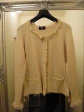 Sarazul cashmere cashmere taglia XL (42) cardigan cardigan beige frange NUOVO