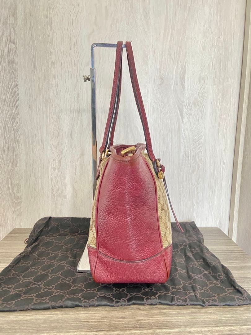 GUCCI Handbag Interlocking GG Pattern Canvas Leather Red — image 4