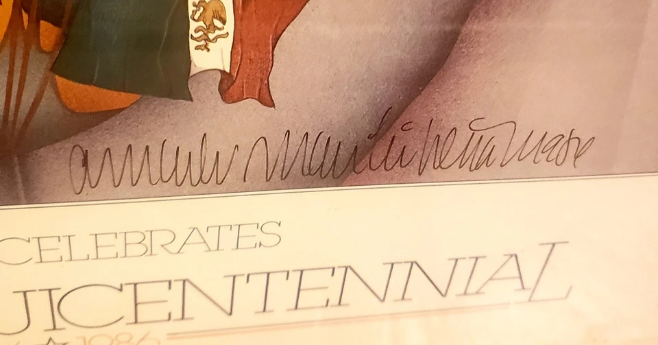 AUSTIN TEXAS SESQUICENTENNIAL SIGNED AMADO MAURILLO PENA POSTER FRAMED 23 X 32.5 - Image 4 of 4