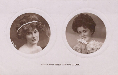 Antike Postkarte Misses Kitty Mason & Jean Aylwin Schauspielerin Portrait Foto London