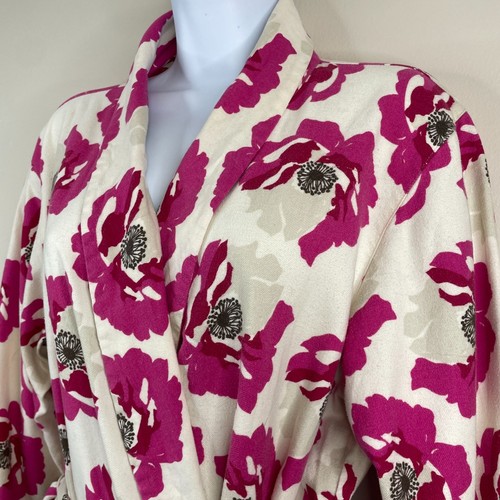 Garnet Hill Womens Peruvian Cotton Flannel Robe Size M Long Comfy Cozy Lounge - Picture 4 of 13