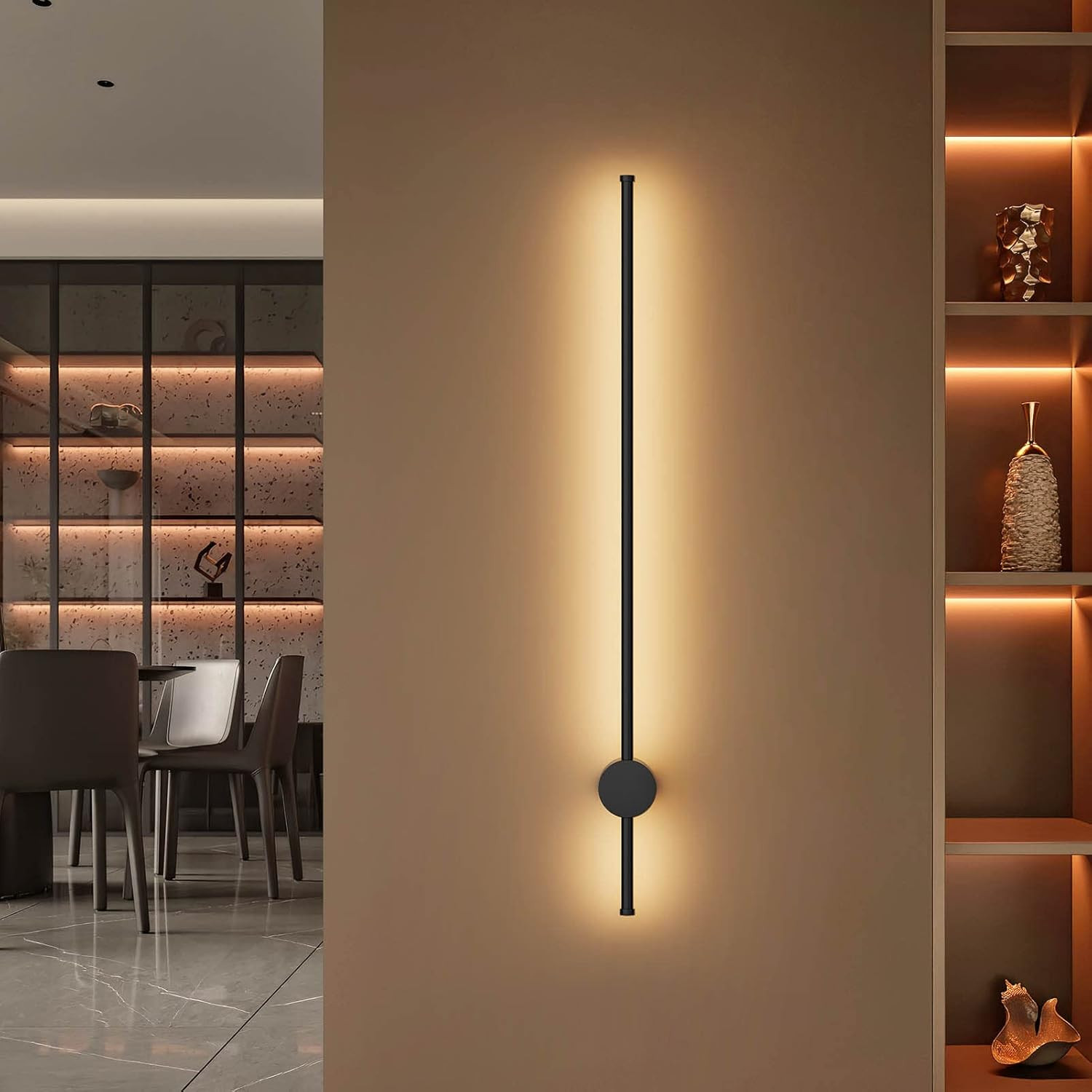 Lampada Parete LED 97cm 28W IP20 - Applique Moderna Interno Nera