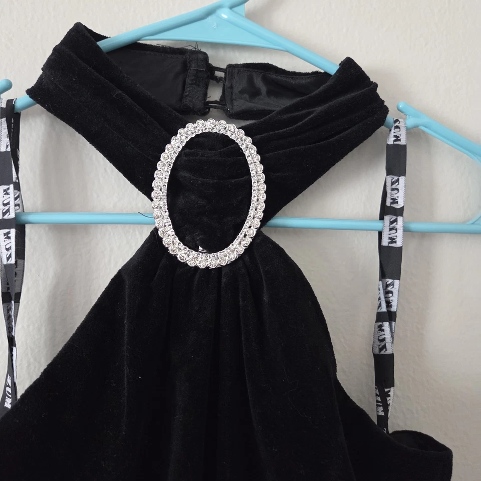 Vestido Vintage Zum Zum Negro Halter Terciopelo Regreso a Casa-Cóctel-Fiesta Talla Grande Foto 2 de 4