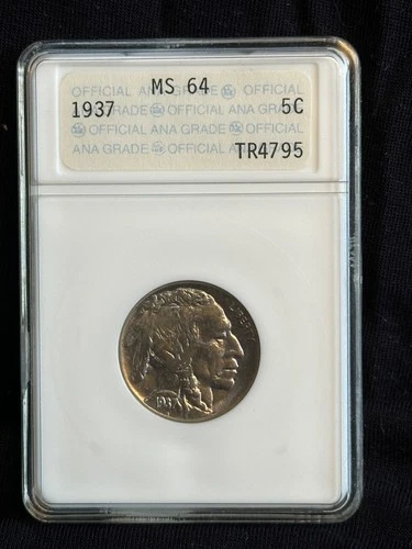 1937 5c Buffalo Nickel MS64 ANA PNG ANACS Soapbox Genie Lamp Holder