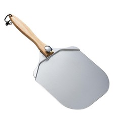 IQHLXN 12 Inch Aluminum Pizza Peel with Foldable Wood Handle - as,