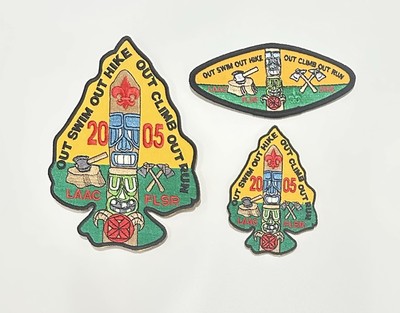 FOREST LAWN SCOUT RESERVATION PATCHES 3-PIECE LAAC 2005 STAFF SET BLACK BDR RARE