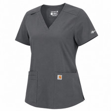 Carhartt Force Women's Size S Dark Gray Modern Fit Scrub Top V-Neck Rugged Flex