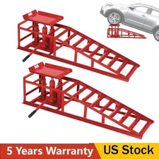 2 Pack Hydraulic Car Ramps Heavy Duty Steel Car Truck Vehicle Lift Ramp 5 ton