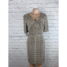 Adrianna Papell Animal Print Faux Wrap Sheath Dress Belted Size 6 Stretchy