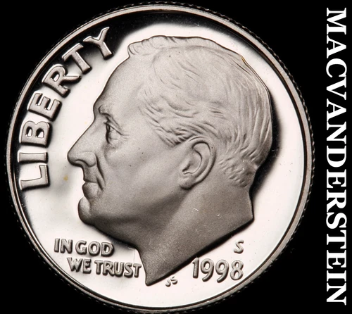 1998-S Roosevelt Dime- Silver Choice Gem Proof Luster No Reserve #i318