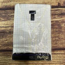Bill Blass Mens Short Sleeve Pajamas White Blue Yellow Cotton Poly Checkered XL