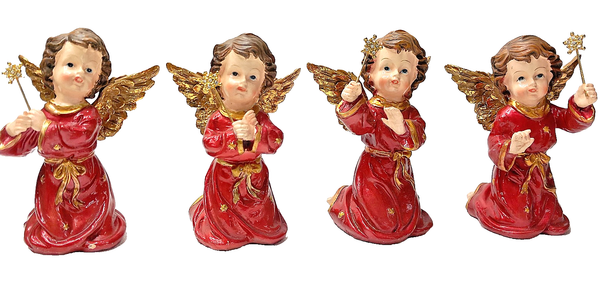 Schutzengel Mit Stern 4-Set Je. 13X9Cm. Engel Sitzend Weihnachts-Deko Dekofigur-image