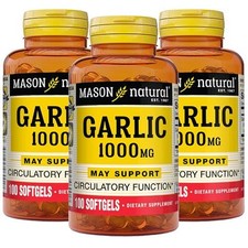 MASON NATURAL Garlic Oil 1000 mg, 300-Day Supply Softgels, Supports Normal 3