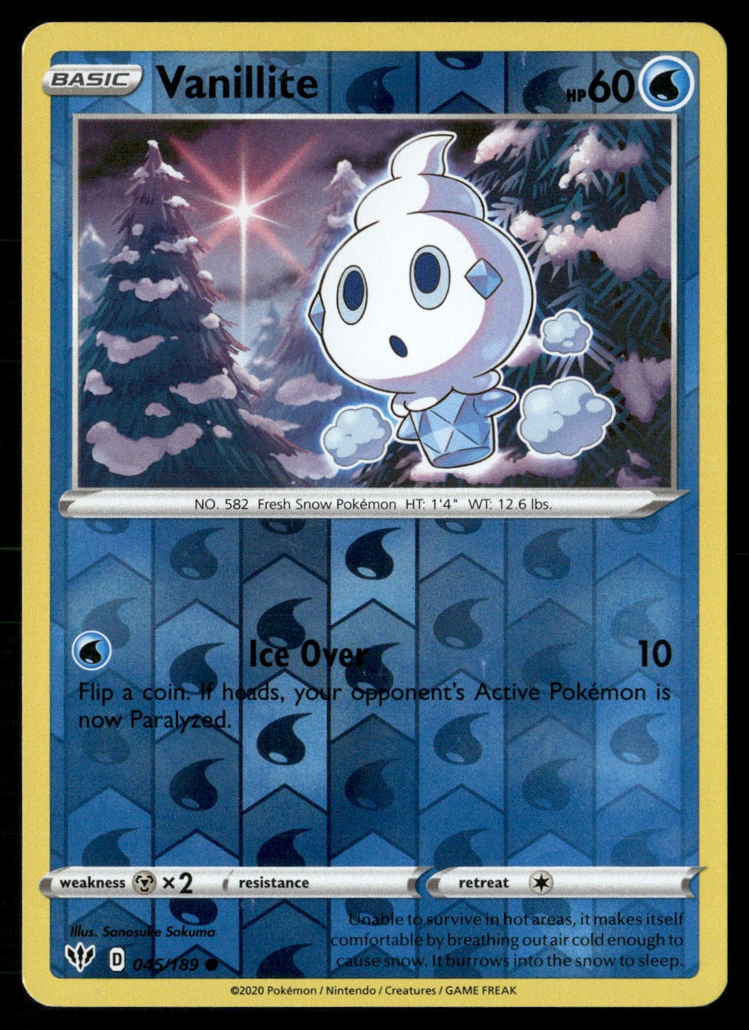 Vanillite 045/189 Common Darkness Ablaze Pokemon Reverse Holo Lightly Played