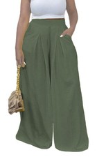 Women Wide Leg Long Palazzo Pants High Waist Loose Flowy Trousers Pockets