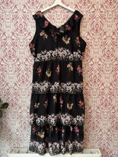 Simply Be Tiered Black Floral Dress Size 26 New