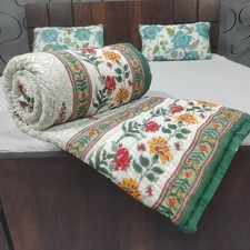 Handmade Cotton Quilt, King Queen Twin Size Blanket Throw Bedding