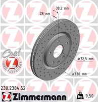 2X Zimmermann Bremsscheibe 230.2384.52 FüR Chrysler Dodge Fiat Lancia VW