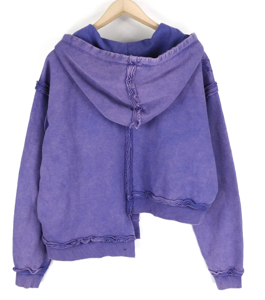 Sudadera con capucha para mujer DIESEL F-Mikky M azul lavada con capucha correa de bolsillo Asym PVP195 * Foto 4 de 4