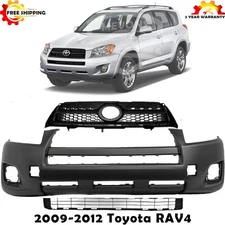 Front Bumper Cover Fascia & Grille Assembly Kit For 2009-2012 Toyota RAV4