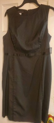 New Simply Styled Black Dot  Lined Zip Sheath Dress Size L LARGE Women's NWT $48