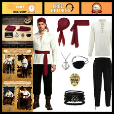 Men's Pirate Costume - Medieval Renaissance Outfit with Shirt, Pants  Accessori