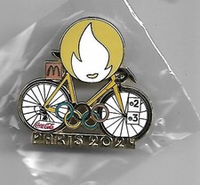 pin's jeux olympiques paris 2024, vélo jaune version dorée (20exemplaires)